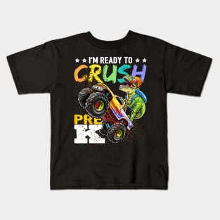 Crush Pre-K Dinosaur Monster Truck Back to School Kids T-Shirt